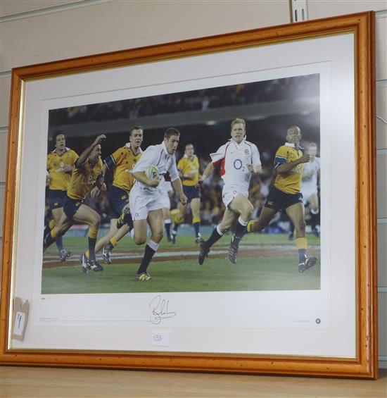 A Great Rugby Series Ben Cohen action photograph (Aus 14/Eng 25 Melbourne 21/6/2003) limited edition no. 470/500